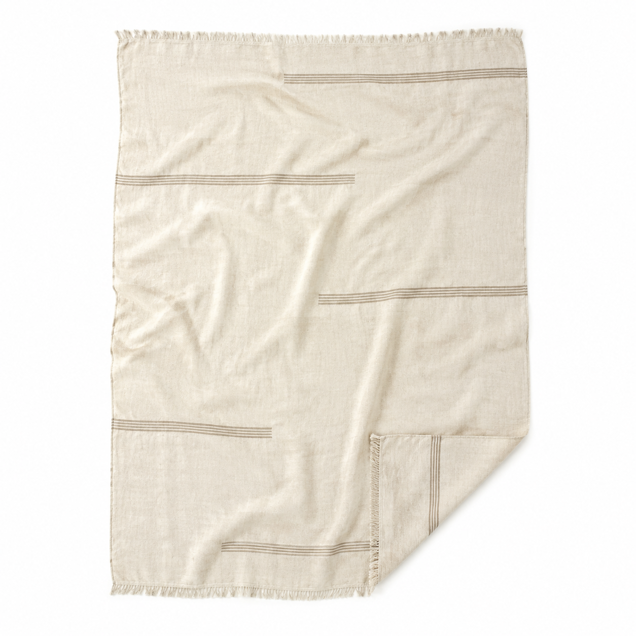 RiftStripe Offset-Band Linen Throw