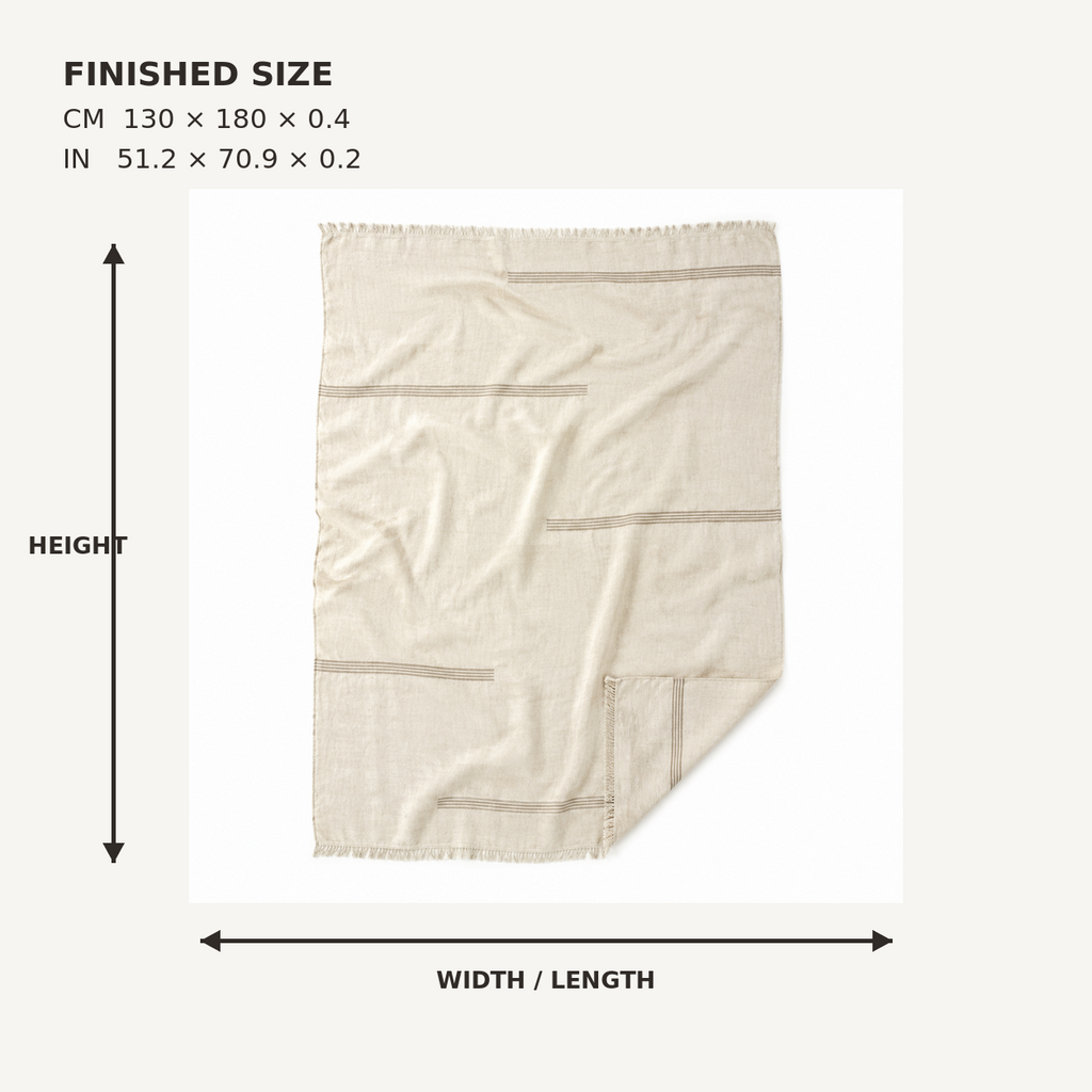 RiftStripe Offset-Band Linen Throw