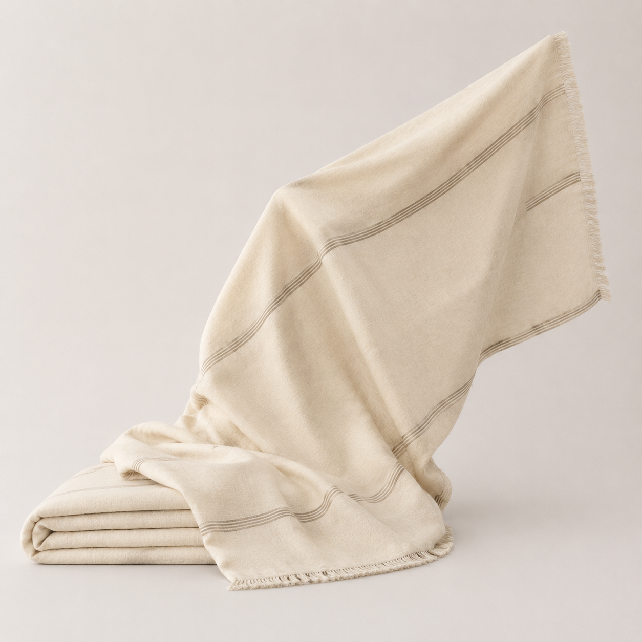 RiftStripe Offset-Band Linen Throw