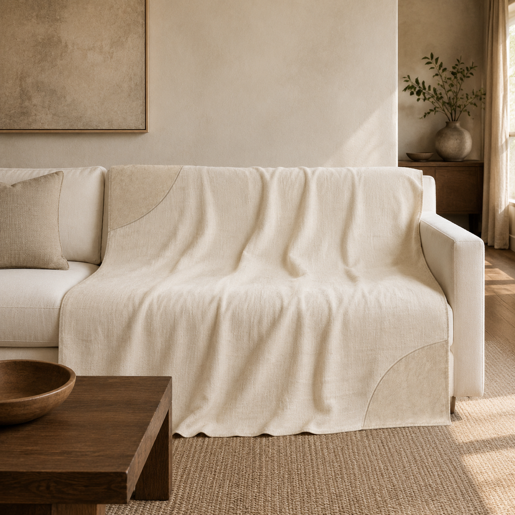 CrescentWeave Layered Linen Throw