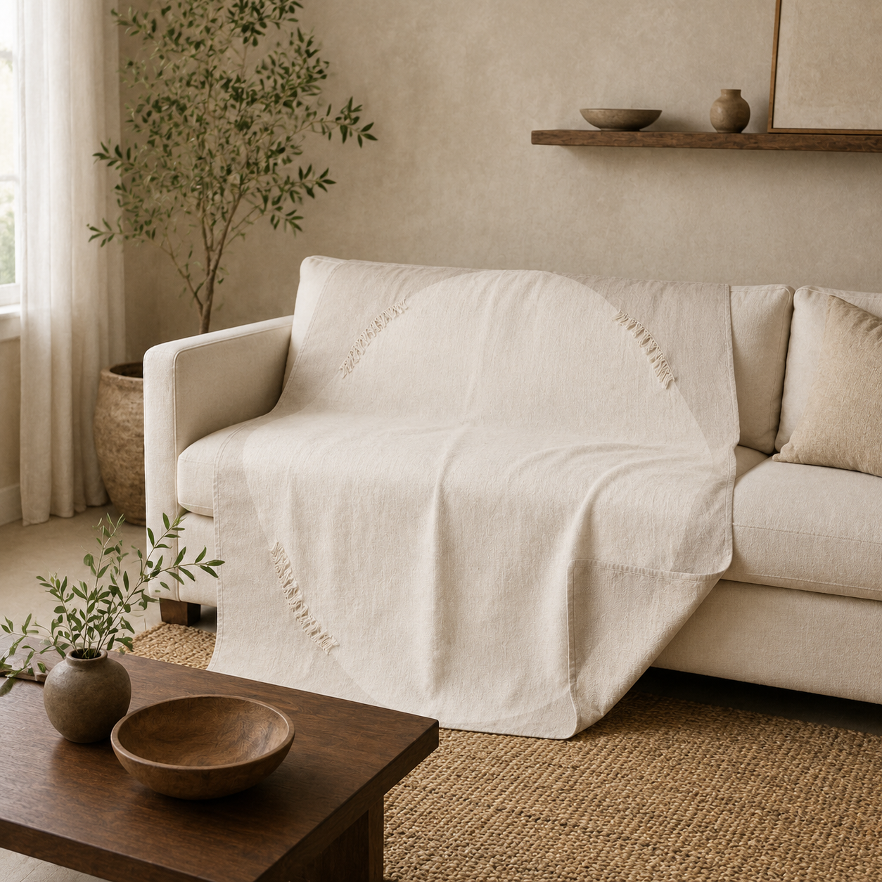 HaloFringe Reversible Linen Throw