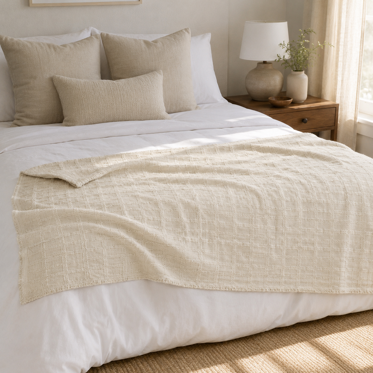 TideGrid Open-Cell Linen Throw