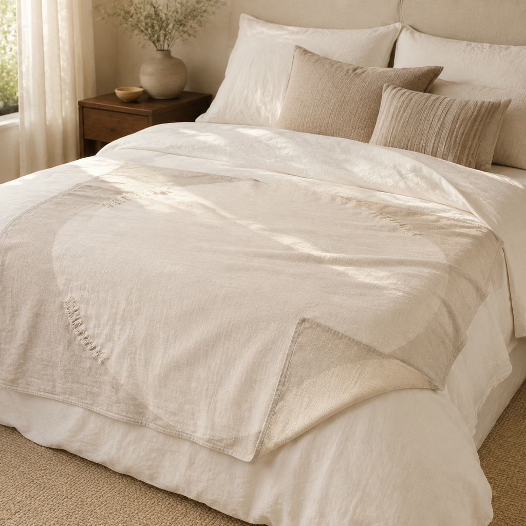 HaloFringe Reversible Linen Throw