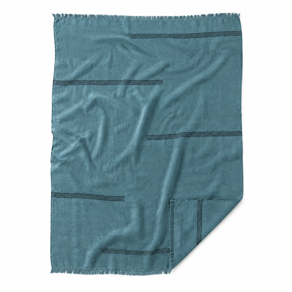 RiftStripe Offset-Band Linen Throw